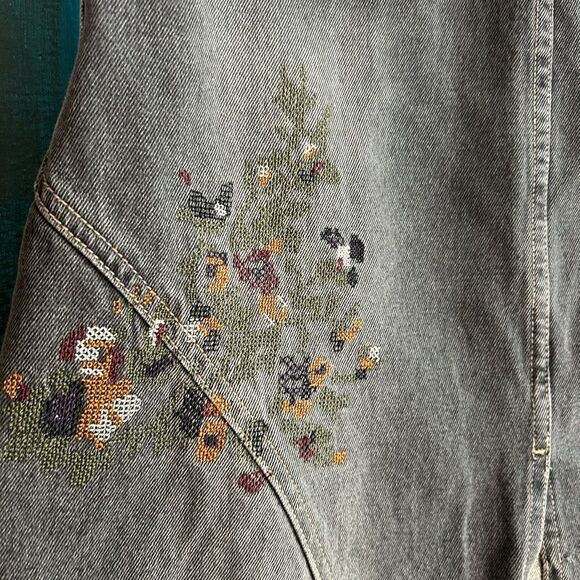 Tristan & Iseut Embroidered A-Line Denim Skirt 29" M - Picture 7 of 16